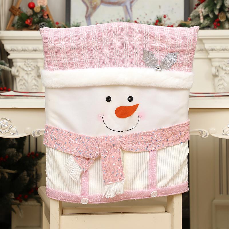 Stuhllehnenbezüge mit Cartoon-Motiv, waschbar, rosa, weihnachtlich, Stuhlbezüge, Esszimmerstuhllehnenbezüge, Heimdekoration