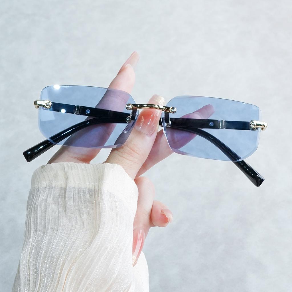 Vintage Style Frameless Square Y2K Fashion Glasses for Men Women Decorative Lens Function Normal Fit Daily Leisure