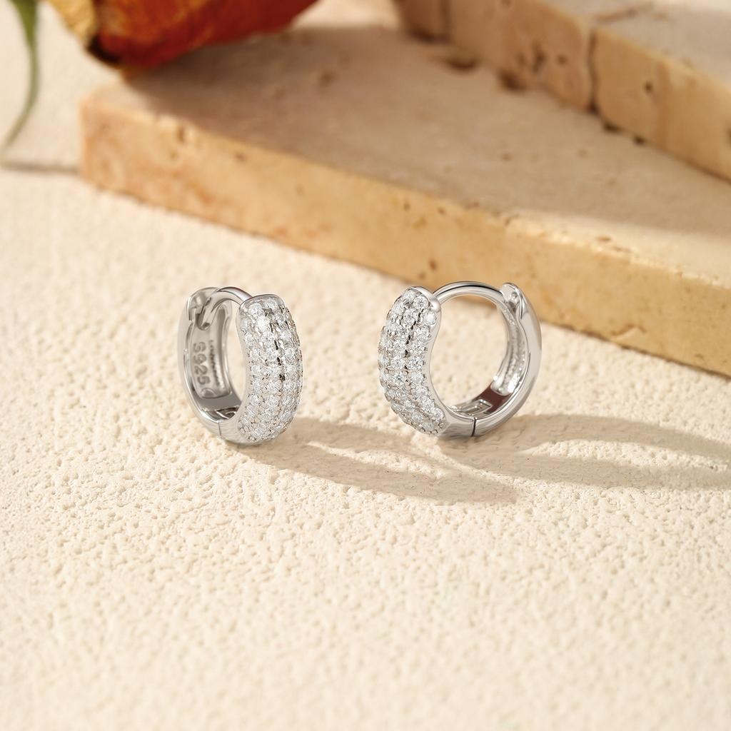 MODIAN D Color Sparkling Moissanite Ear Buckle 925 Silver Luxury Circle Hoop Earrings For Women Wedding Fine Jewelry