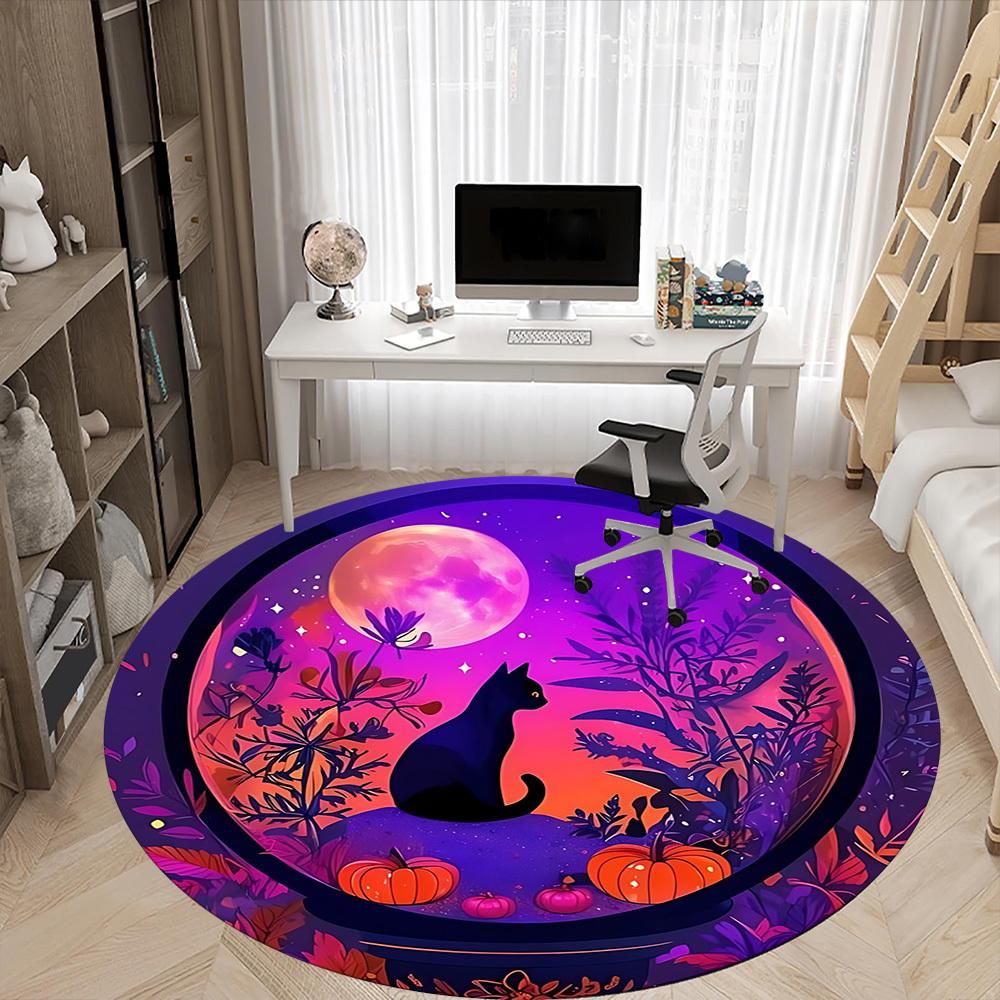 1pc Moonlit Garden Office Round Area Rug, Under Office Chairs Bedroom Living Room Home Decor, Room Deco, Available In Various Sizes