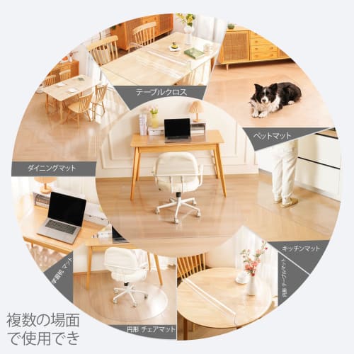 PVC Round Table Mat, Embossed Clear Vinyl Table Cover, 120cm Diameter, 1.5mm Thick, Transparent Tablecloth, Stain-Resistant, Water-Repellent, Tasteles