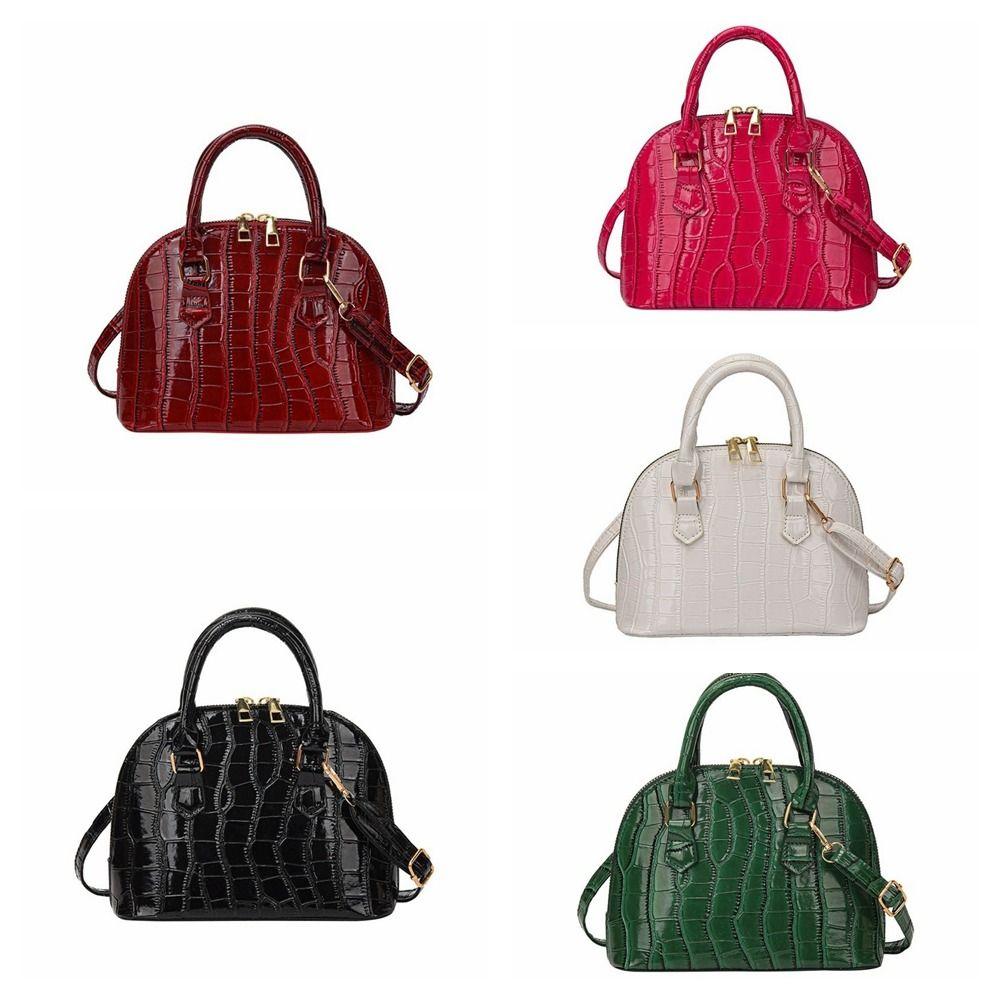 PU Leather Shoulder Bag French Style Women Handbags Vintage Crocodile Pattern Shell Bag  Women