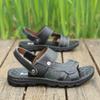 Fashion Summer Men Sandals Non-slip Open-toe Leather Sandals Comfortable Outdoor Beach Shoes Soft Soled Casual Sandals High Quality