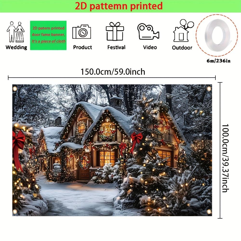 2D flat banner a multifunctional Christmas background banner with snow scenery and rural town pattern design 150X100