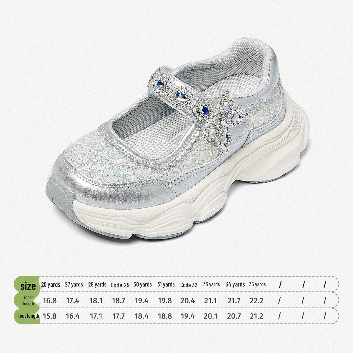 Snuffy 2026 Spring Low-Top Breathable Princess Sports Shoes for Girls Size 34
