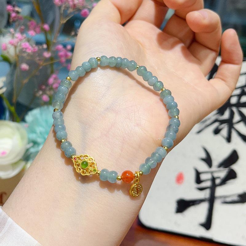New Jade Bead Bracelet: Peace Blessing Ruyi Design for Women