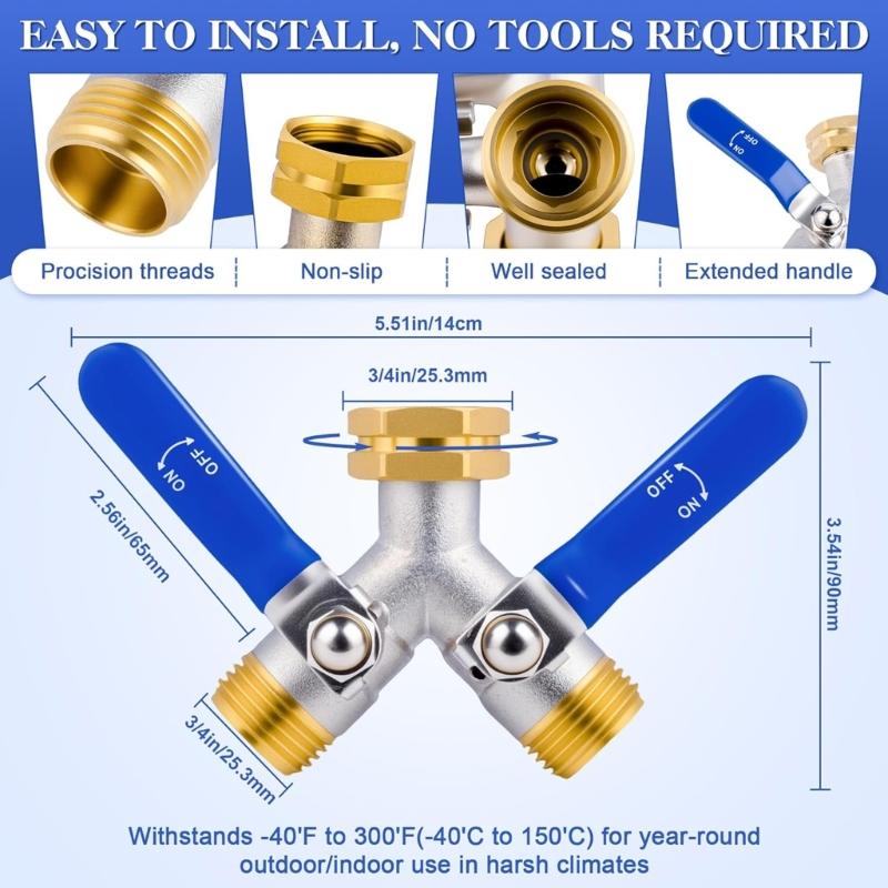 Water Splitter Fitting Garden Faucet Y Shape Watering Connector Hose Adapter For Outdoor Indoor Plumbing Applications