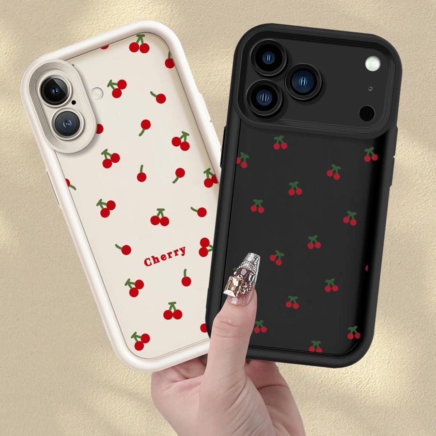 Case for iPhone 17 Pro Max Air 13 16 15 Plus 17e 11 14 12 Pro Phone Cover Cute Cartoon Cherry Lichee Pattern