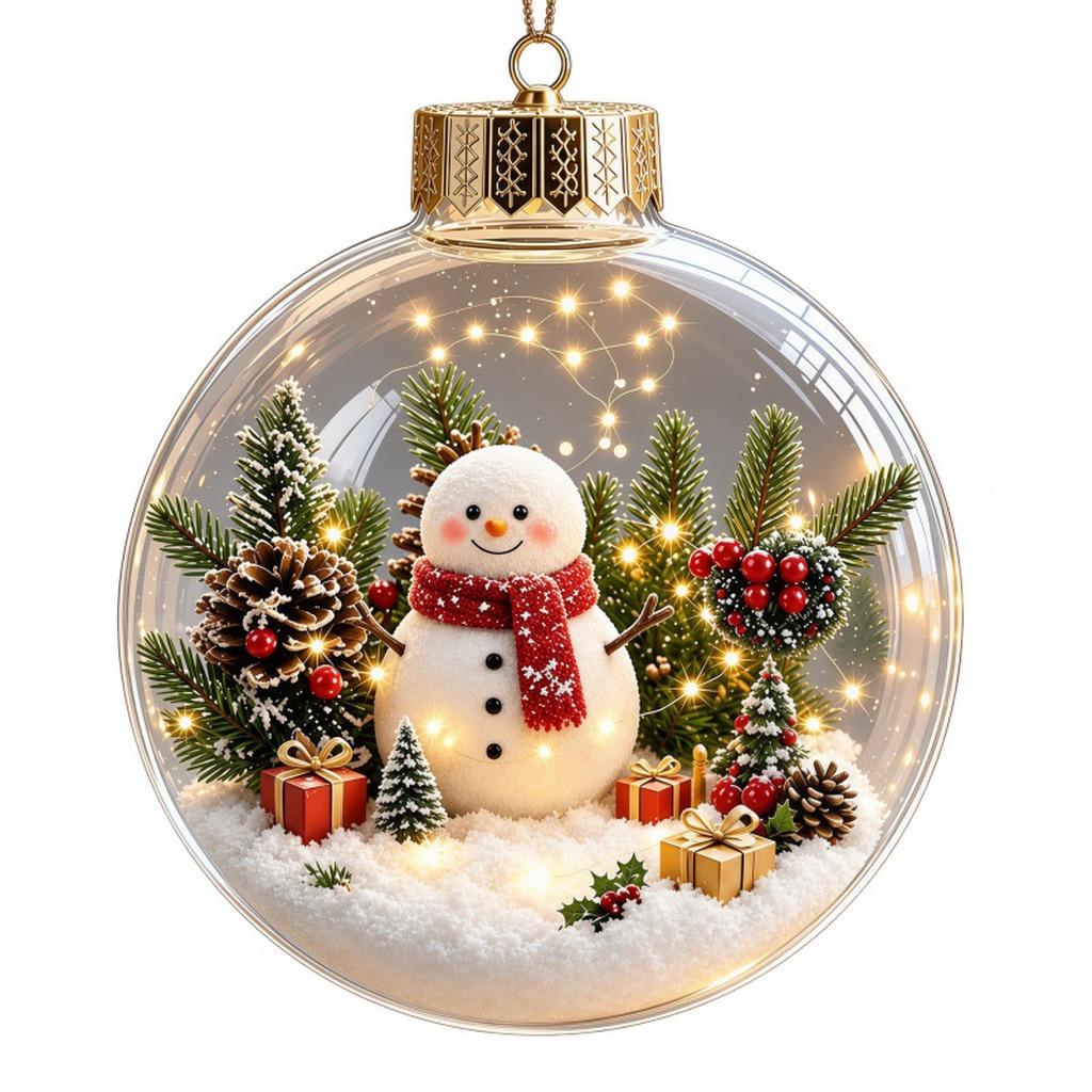 Acrylic Christmas Pendant Acrylic Holiday Hanging Decoration Led Hanging Bauble Delicate Christmas Ball Ornament For Entryway