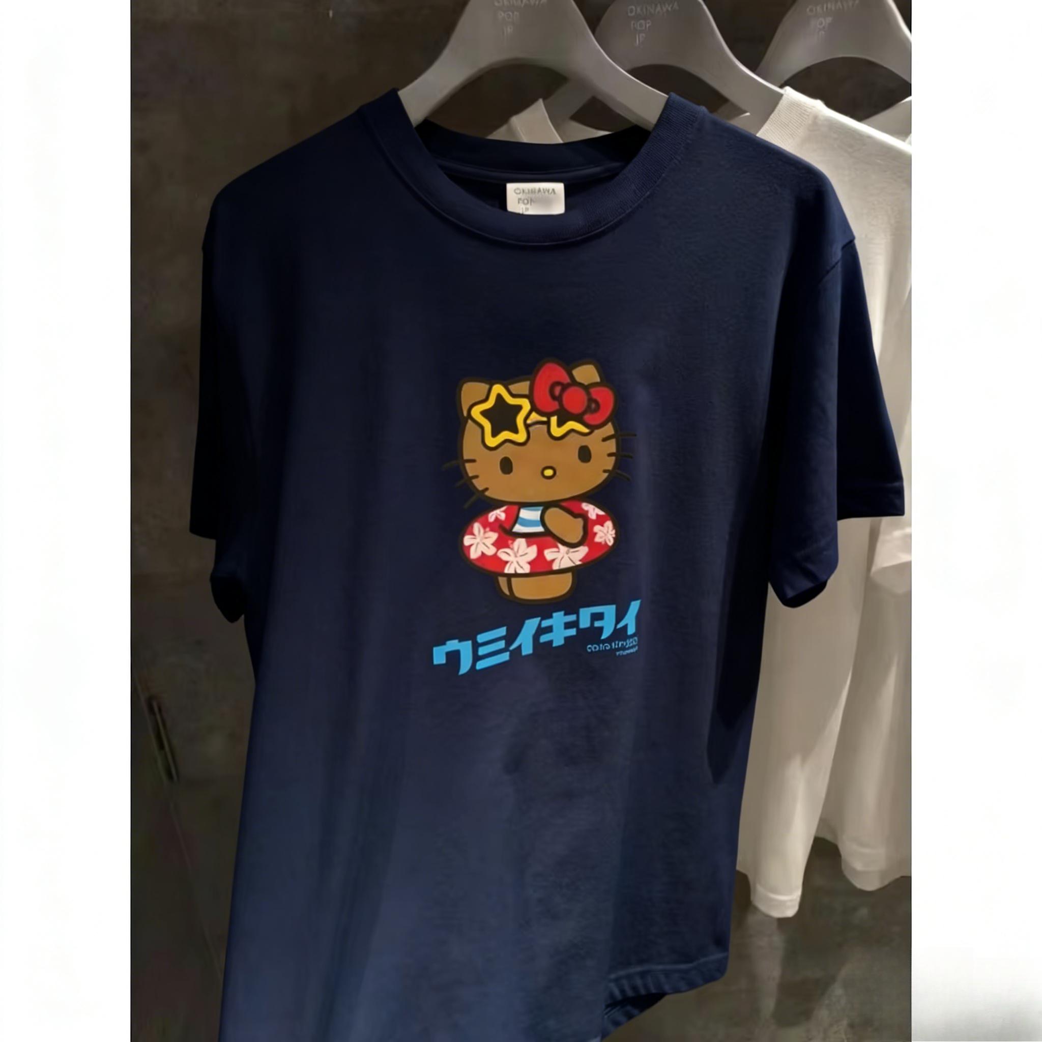 

2026 новая футболка Hello Kitty из мягкого хлопка с коротким рукавом и круглым вырезом, милый принт, легкий летний топ для женщин, повседневная одежда S