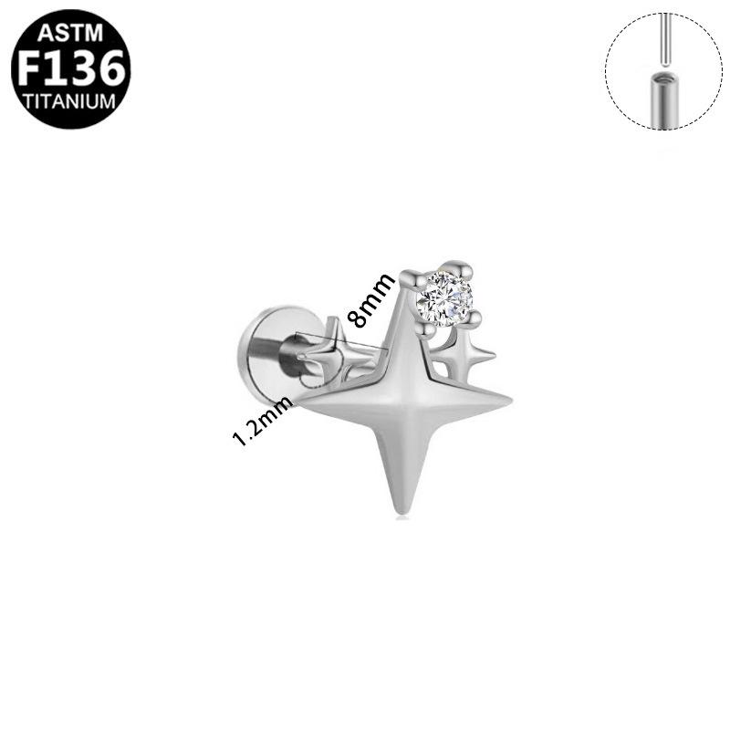 Titanium Geometric Star Stud Earrings - Trendy, Cool, High-End Feel for Cartilage Piercing