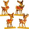 4pcs Vintage Christmas Decorations Table Wooden Centerpieces Christmas Theme Retro Sika Deer Table Decorations Tiered Tray Decor for Winter Holiday