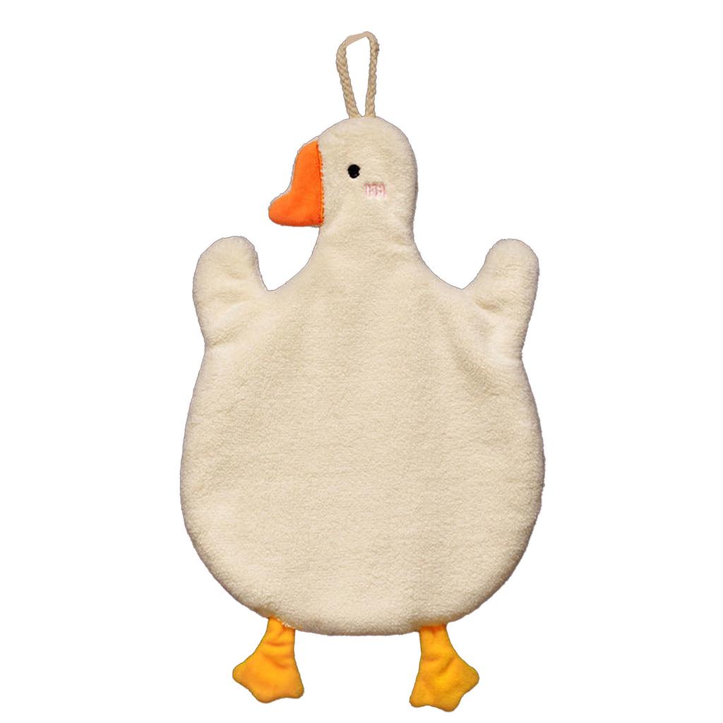 Cute Hand Towel with Hanging Pure Cotton Absorbent Decorative Kids Goose Hanging Hand Towel for Bathroom Kitchen
