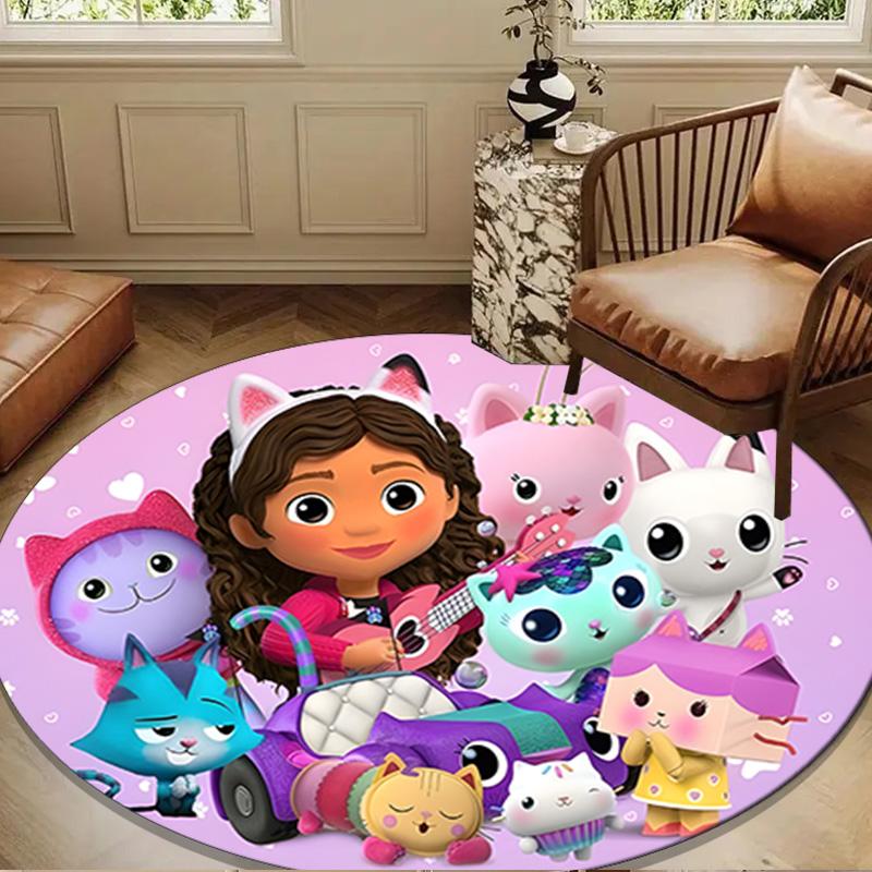 Colorful Friends Dollhouse Round Rug for Livingroom,Bedroom, Palyroom, Chair Rug, Area Rug, Circle Carpet, Large Size Fan Christmas Gift