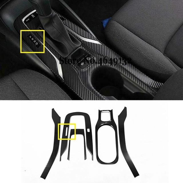 5 Pcs Stainless Steel Carbon Fibre Gear Shift Panel Water Cup Holder Cover Trim For Toyota Corolla  Interior Accessories