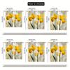 2PCS Elegant Yellow Floral Sheer Curtains Rod Pocket for Living Room Office Kitchen Bedroom Caf Holiday Home