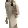Retro loose and thin knitted dress for women's autumn and winter new medium and long inner sweater skirt trendy
