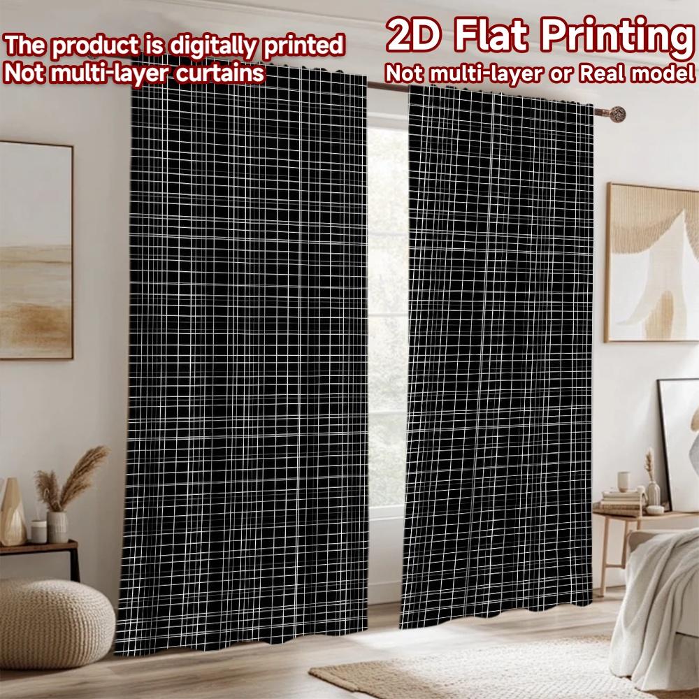 2D flat Photography Backdrop Tapestry Black and White Grid 100% Polyester Holiday Decorations Perfect for Suitable for