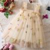 Princess Girls Summer Cotton Blend Embroidered Dress For Toddler Girls With Flower Pattern
