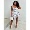 European Summer New Bohemian Vacation Style Floral Ruffle Edge Sleeveless Short Dress