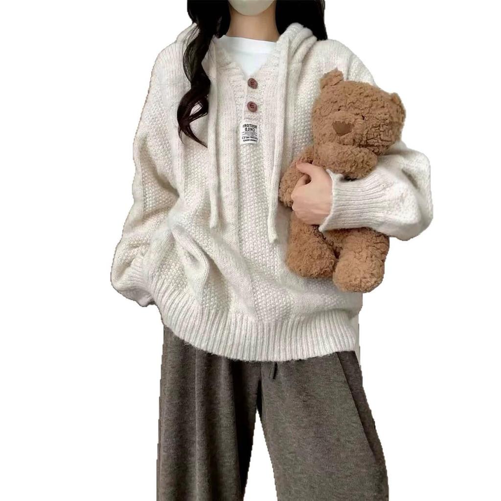Cozy Loose Hooded Sweater - Korean Style Autumn/Winter Knit Top