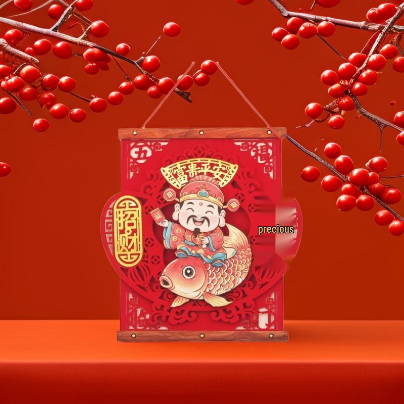 2025 Year of the Snake 3D Nodding God of Wealth Pendant for New Year Decoration & Living Room Wall Hanging