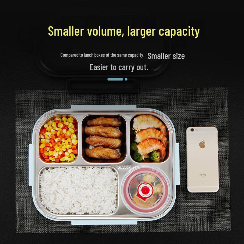 NHZHIW 304 Stainless Steel 5-Compartment Lunch Box