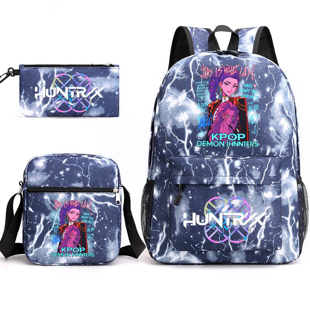 3Pcs/set Backpack with Shoulder Bag Pencil Case for Teenager Student Boy Girl School Bag Anime Printed Large Capacity Waterproof Bookbag Kid Gift