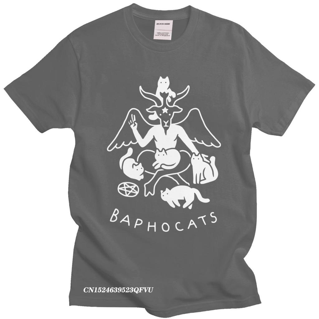 Novelty Baphocats Tshirt Oversized Soft Cotton TShirt Aesthetic Graphic Baphomet Satan Demon Occult Goat Harajuku Shirt Gift