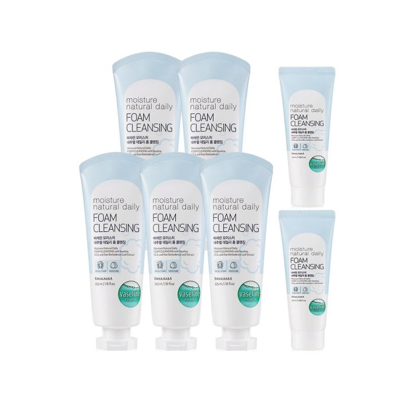 Vaseline Moisture Natural Cleansing Foam 225ml X 5 + 50ml X 2