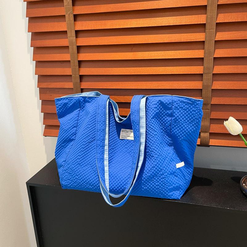 Spring and Summer New Tote Bag Lazy Wind Canvas Bag Simple Double-sided Bag Plaid Contrasting Shopping Bag