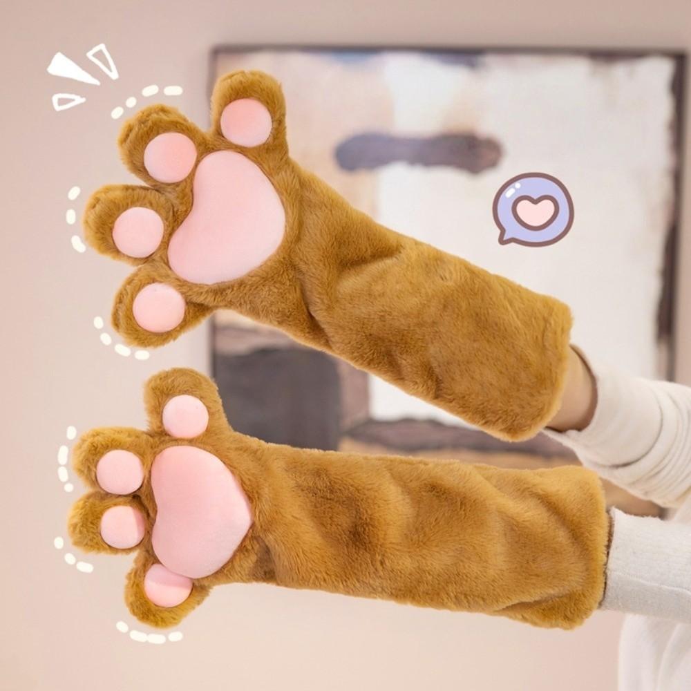 Furry Cosplay Costume Gloves Thicken Cat Claw Mittens Cute Plush Cat Paw Gloves Party
