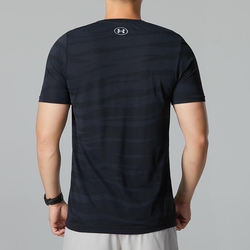 Under Armour Logo Print Pullover Crew Neck T-Shirt Men Tops Black 1373726-001