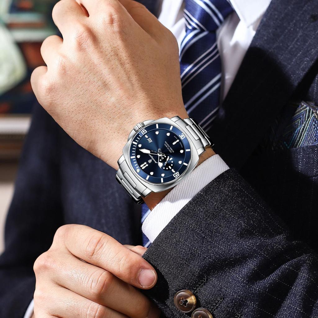 POEDAGAR Top Fashion Luxury Watch For Men Waterproof Luminous Date Men's Watches Stainless Steel Business Quartz Wristwatch