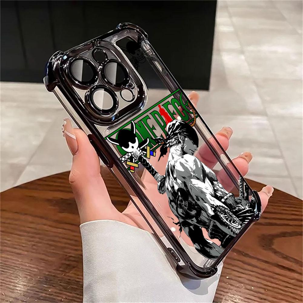 Anime Cool LuffyS ZoroS Ones Pieces Plating Phone Case For iPhone 17 17e 16e 16 15 14 13 12 11 Pro Max Mini Air Plus Anti-Fall