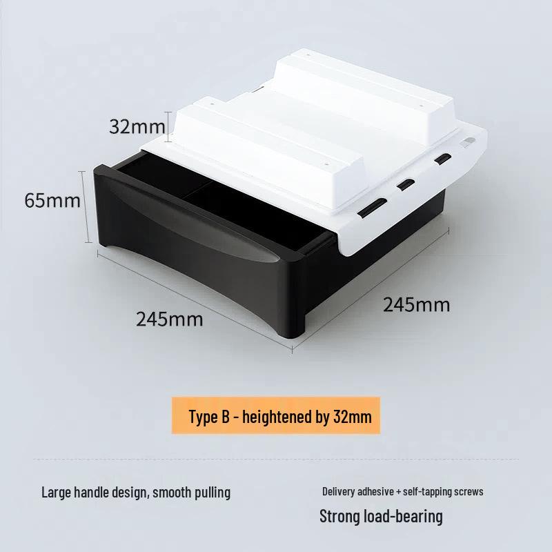 Hidden Under-Desk Adhesive Drawer for Workspace Organization