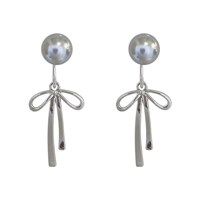Elegant Pearl Tassel Bow Earrings - French Luxury Fashion Accessory