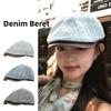Y2k Cowboy Beret Retro Painter Cap Korean Denim Beret  Unisex