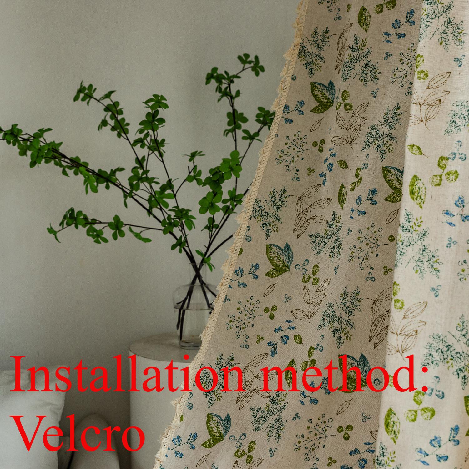 

Pocket Curtains, Cute Green Leaves, Flowers, Cotton And Linen, Japanese-Style Korean Short Curtains, Coffee, Half Curtains, Small Windows, Cupboards Height 45 * Width 132cm