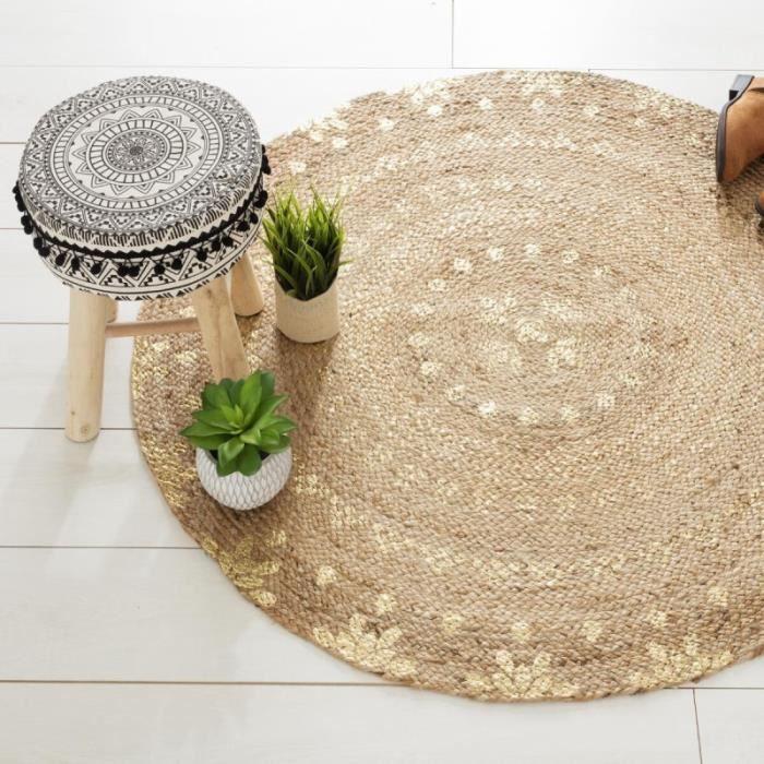 Tapis rond jute vegetale "Shine" diamètre 115 cm Atmosphera