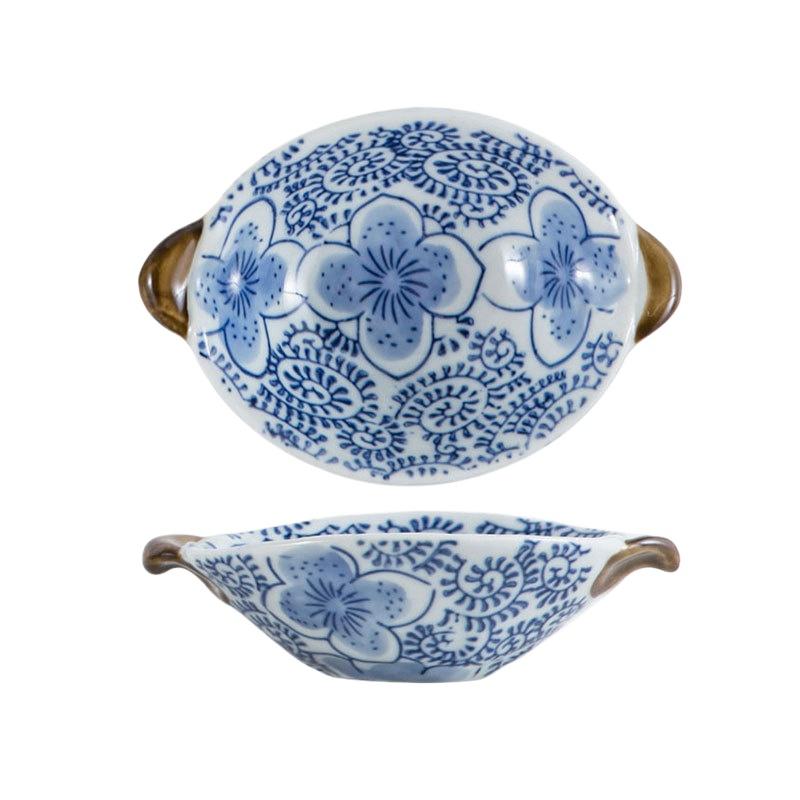 

Японская расписанная вручную подглазурной краской фруктовая тарелка керамическая миска для закусок салатник креативный японский стиль двуручная соусница