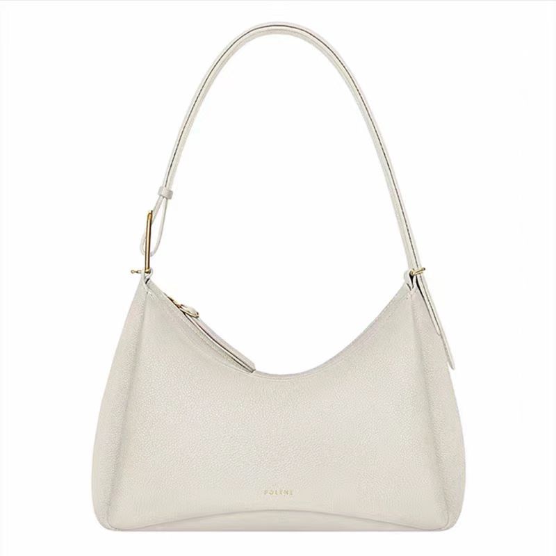 

New Cowhide Casual Temperament Genuine Leather One Shoulder Armpit Commuting Bag With logo and gift box card белый
