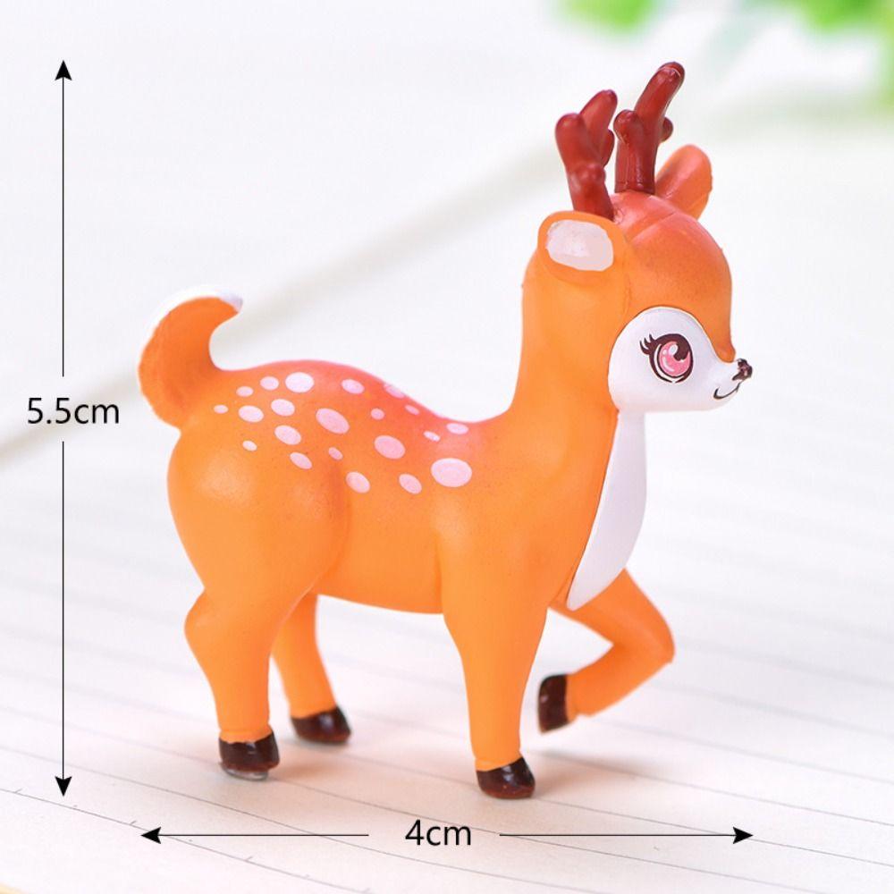 Delicate Mini Cartoon Sika Deer Ornament Plastic Animal Statue Cartoon Sika Deer Figurine Outdoor