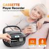 Portable CD Boombox with Cassette Player and Recorder CD Radio FM AM with Bluetooth and USB MP3,AC DC Power with Remote Control