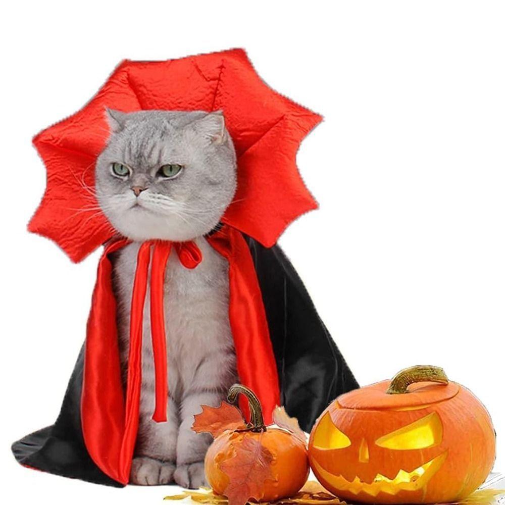 Stand-Collar Halloween Pet Cape Adjustable Dogs Wizard Outfit Cool Pet Cosplay Costume Puppy