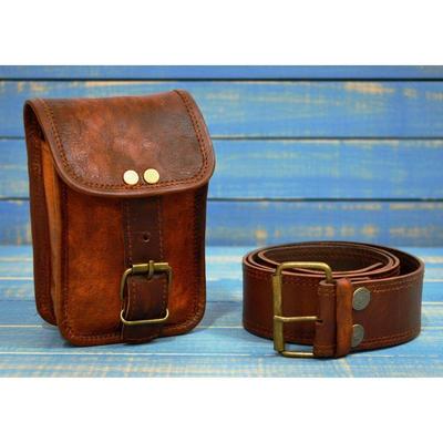Vintage Real Leather Hunters Choice Waist Pouch With Belt Goat Hide Classic