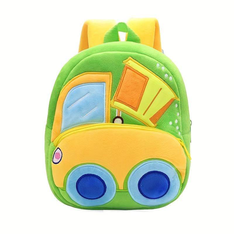 Cartoon Plush Kid Backpack Engineering Vehicles Kindergarten Schoolbag Baby Toddler Backpack 3D Excavator Tractor Backpack