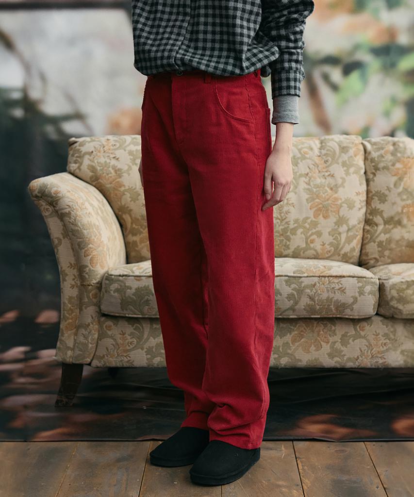 Aubeuawo [Fleece] Classic Corduroy Pants (Rouge)