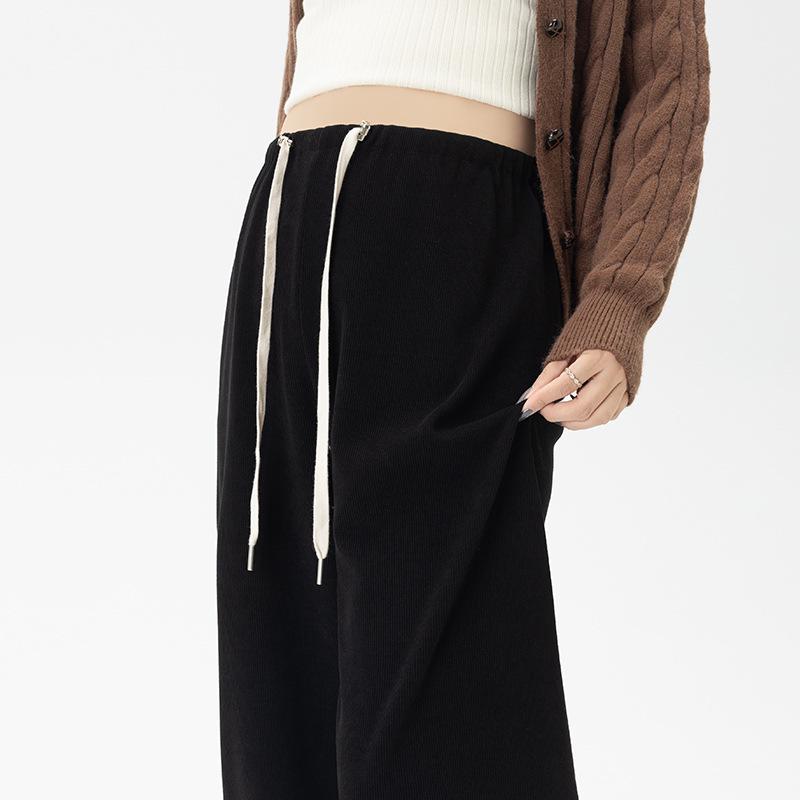 

Plus Size Drawstring Maternity Pants - Wide Leg, Casual Straight, Thickened for Autumn/Winter Large (suitable for 110-135 jin)