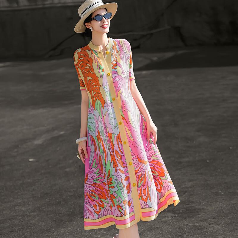 Lanseer Elegant Printed A-Line Midi Dress F